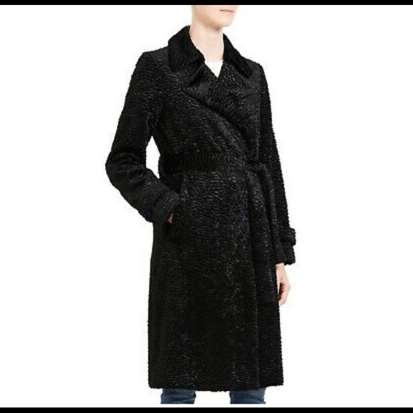 NWT Theory Relaxed Trench Coat in Faux Astrakhan - Picture 2 of 9
